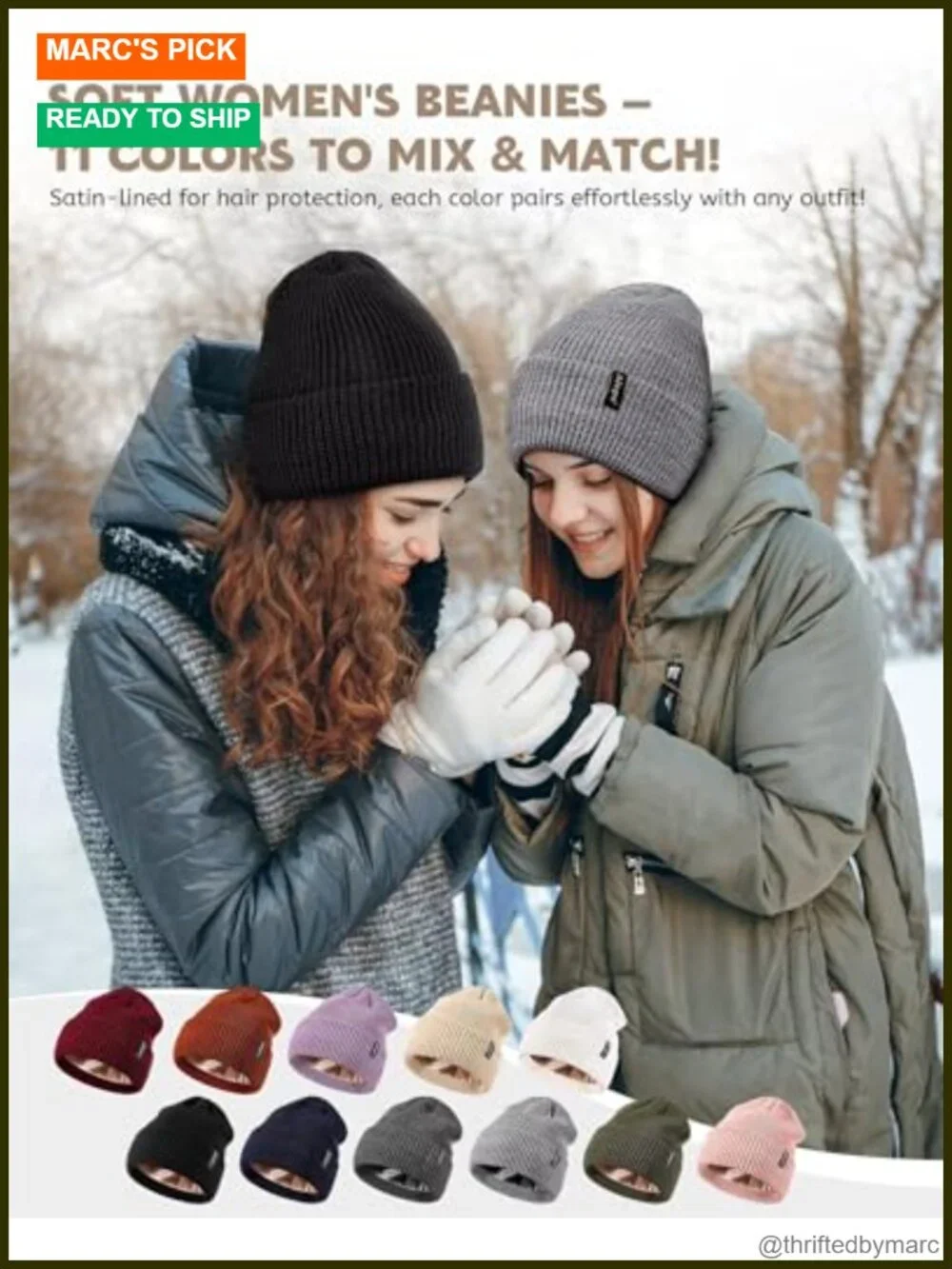 Satin Lined Beanie for Women Men, Silk Lined Winter Hat, Warm Cable Knit Skull